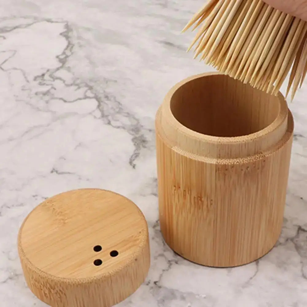 Toothpick Storage Box Portable Dustproof Large Capacity Round Tooth Pick Holder Dispenser for Hotel Kitchen Accessories